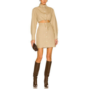 Matthew Bruch Chic Oatmeal Cutout Mini Shirt Dress Size 2